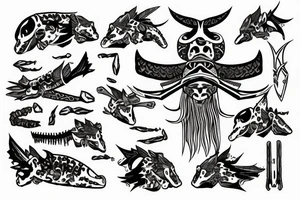 Aztec axolotl warrior tattoo idea