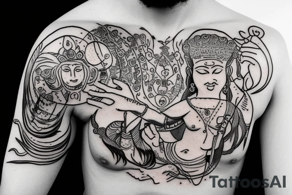 Lord shiva sitting on globe tattoo idea
