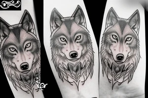 Japanese style wolf mixed with nordic style wolf tattoo idea