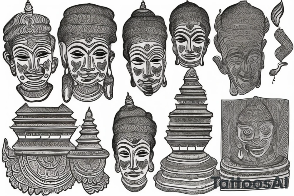 Nepal temple and map tattoo idea
