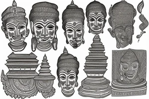 Nepal temple and map tattoo idea