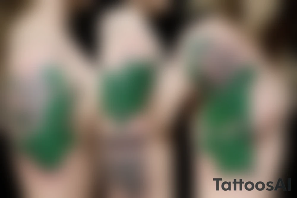 I want a mostly black sleeve with white roses and green clover tattoo idea