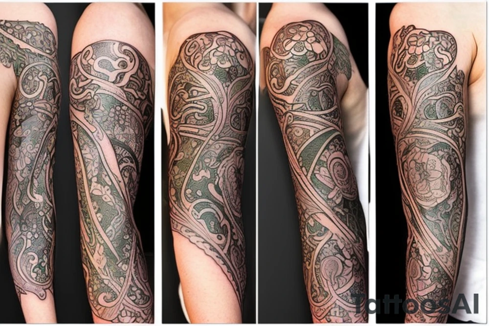 I want an art nouveau clover tattoo sleeve tattoo idea