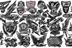 army airborne paratrooper falling with parachute tattoo idea