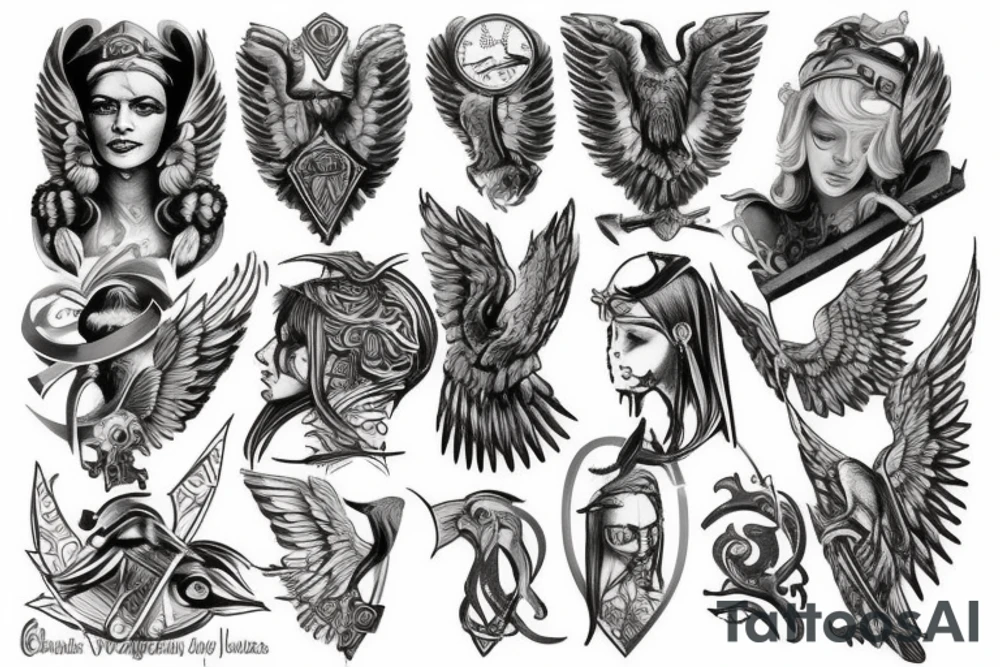Valkyrie and asclepius tattoo idea