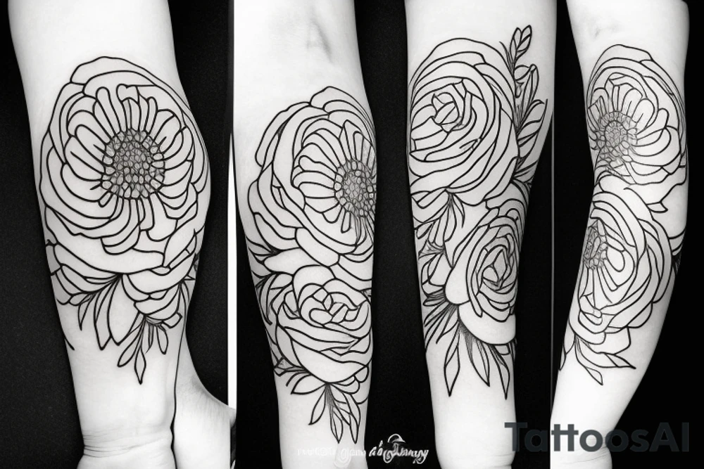 Rose
Chrysanthemum
Cosmos
Violet
all in bouquet tattoo idea