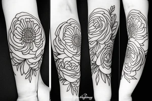 Rose
Chrysanthemum 
Cosmos 
Violet 
all in bouquet tattoo idea