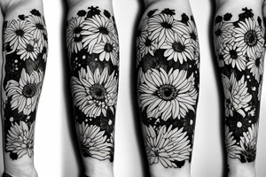 Rose
Chrysanthemum 
Cosmos 
Violet 
all in bouquet tattoo idea