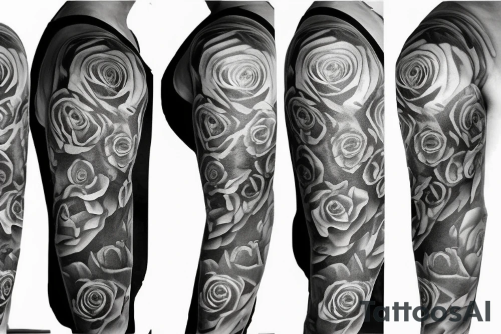 Full sleeve, Music, roses tattoo idea