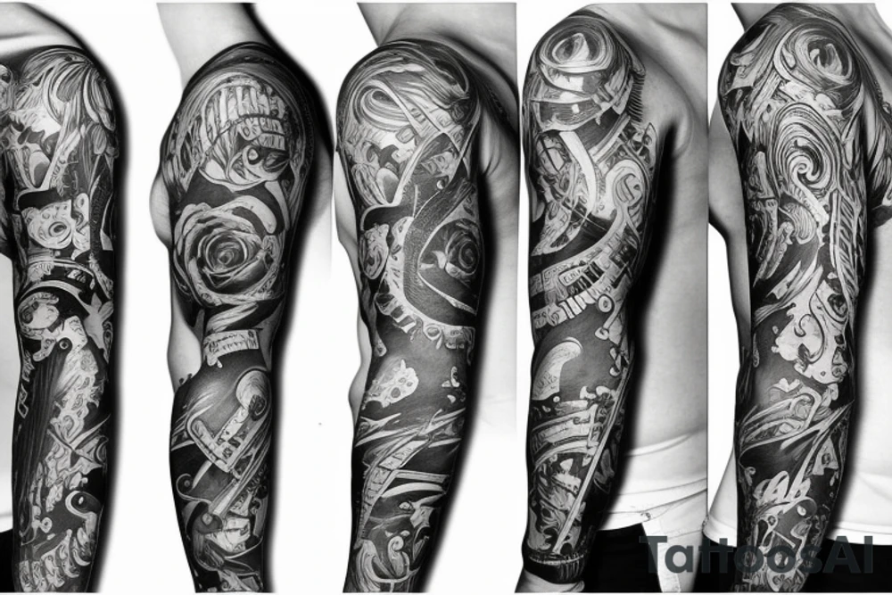 Full sleeve, Music tattoo idea