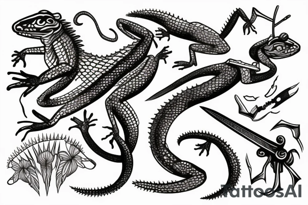 Lizard with sword tattoo idea
