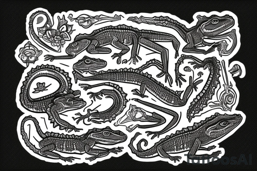 Lizard with number 33 tattoo idea