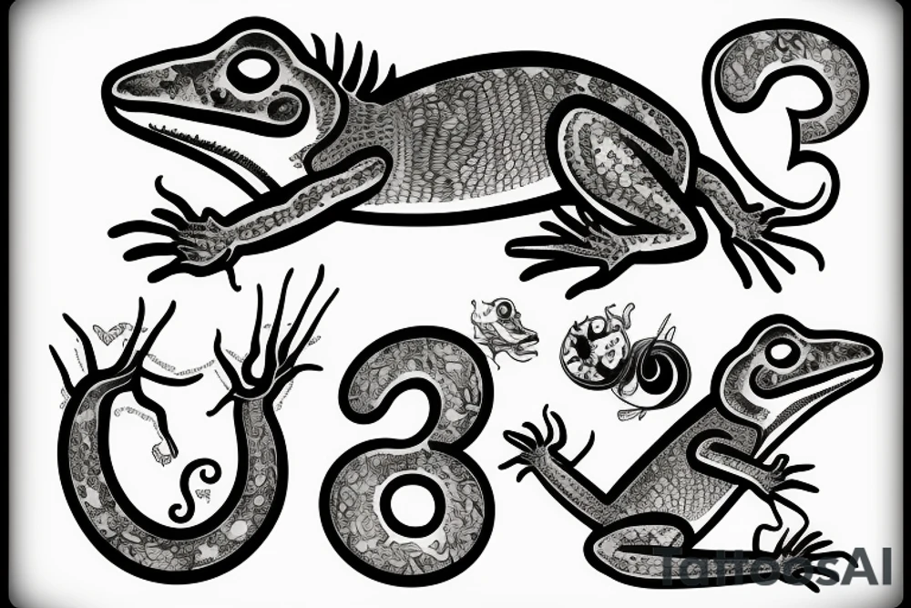 Lizard with number 33 tattoo idea