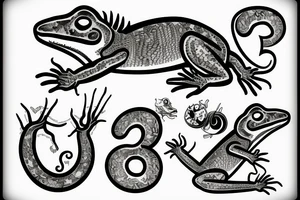 Lizard with number 33 tattoo idea