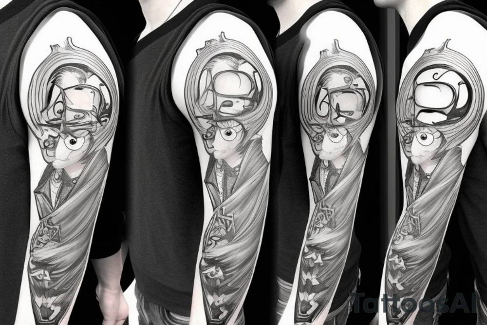 Harry Potter collorfull shoulder arm tattoo idea