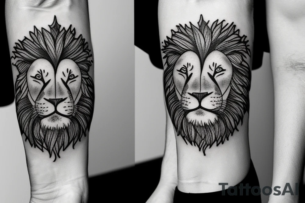 lion with tree tattoo idea