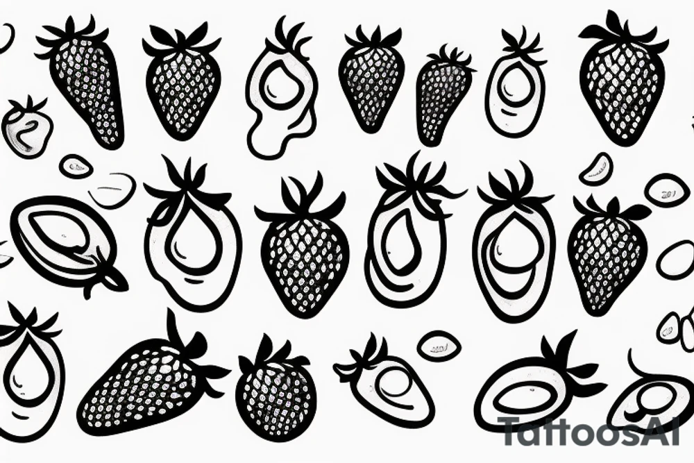 A strawberry and a jelly bean side by side tattoo idea