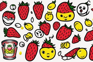 A strawberry and a yellow jelly bean side by side tattoo idea