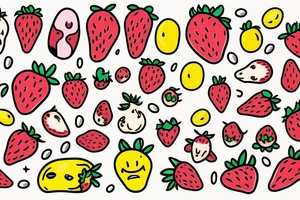 A strawberry and a yellow jelly bean side by side tattoo idea