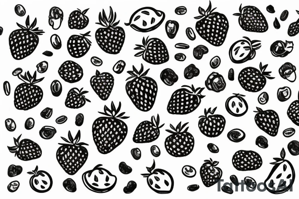 1 strawberry and 1 jellybean side by side tattoo idea