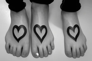 half heart in one foot other half in other foot, mother and son tattoo idea