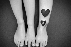 half heart in one foot other half in other foot, mother and son tattoo idea