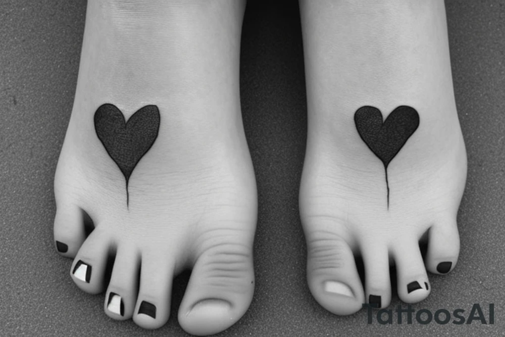 half heart on each foot tattoo idea