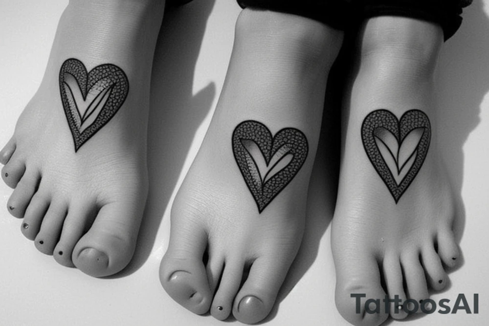 half heart on each foot tattoo idea