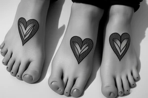 half heart on each foot tattoo idea