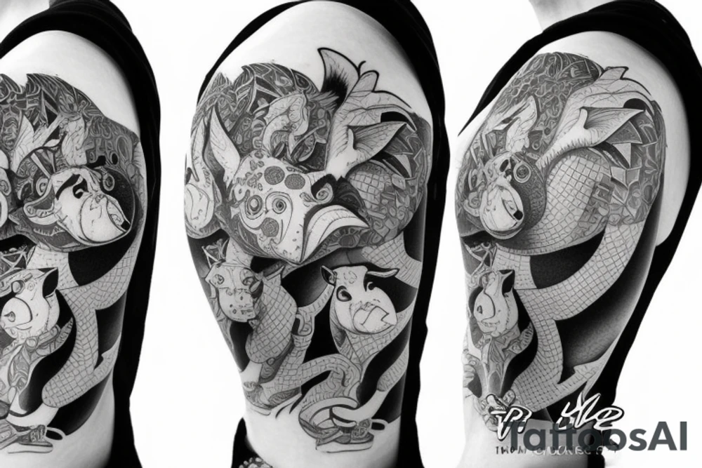 oink and bionk sexual pleasure tattoo idea