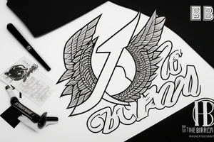 The initials B.H with the #19 and baseball bat with angel wings tattoo idea