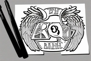The initials B.H with the #19 and baseball bat with angel wings tattoo idea