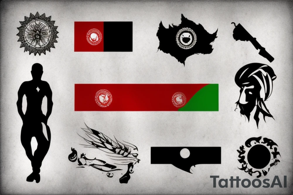 Afghan flag ripped tattoo idea