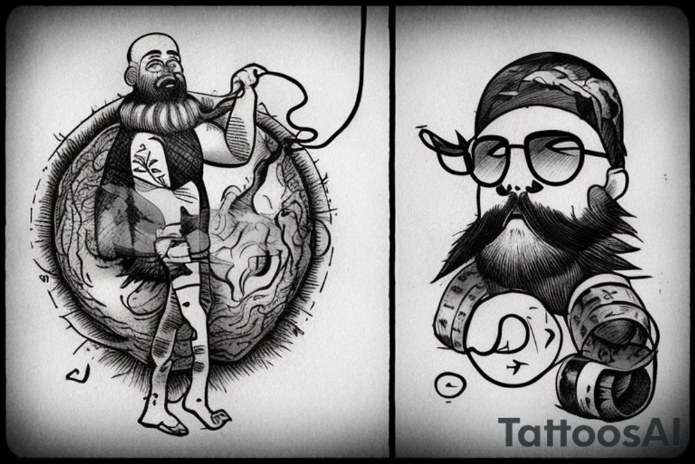 A man with a beard was tied around a log. It’s smoke and smog around. It’s a death penalty, he is gonna be punished by burning alive for believing the Earth is round. Religious crowd is happy, loud and drunk. tattoo idea