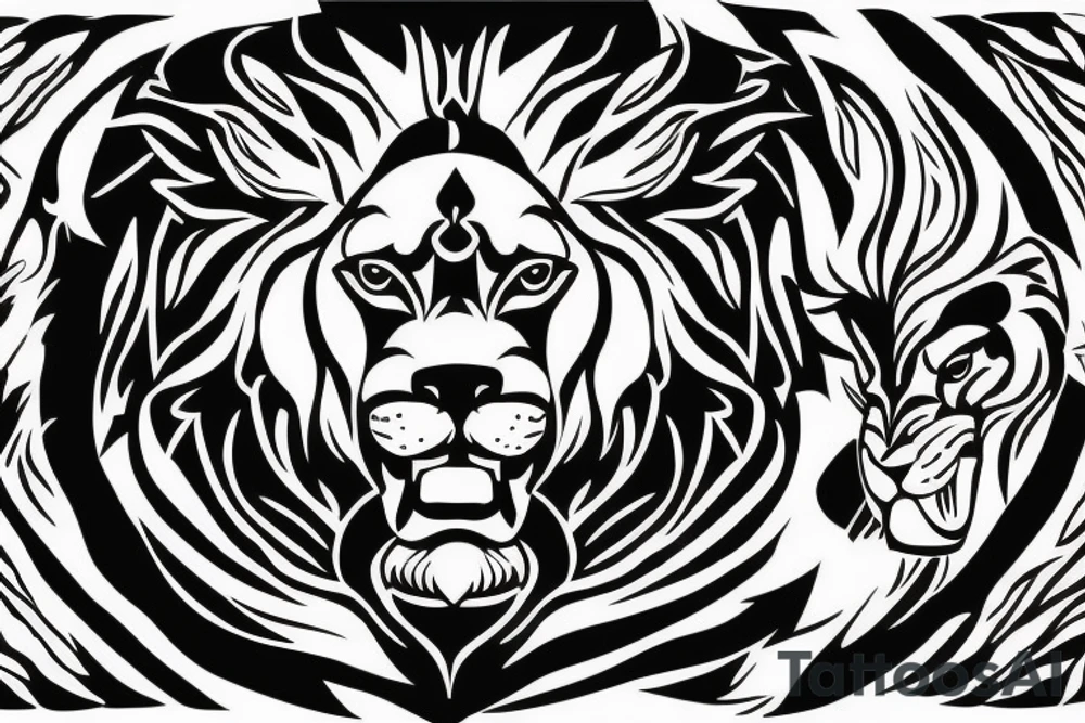 symmetry, lion head and only facing front, glaring, black and white, white background, ink fine line art stylized, vector, design for tattoo tattoo idea symmetry, lion head and only facing front, glaring, black and white, white background, ink fine line art stylized, vector, design for tattoo tattoo idea
