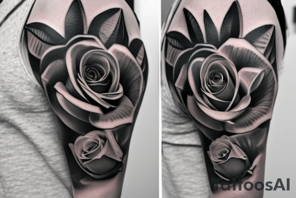 Rose, money handcuff, ladder, watch full sleeves tattoo idea