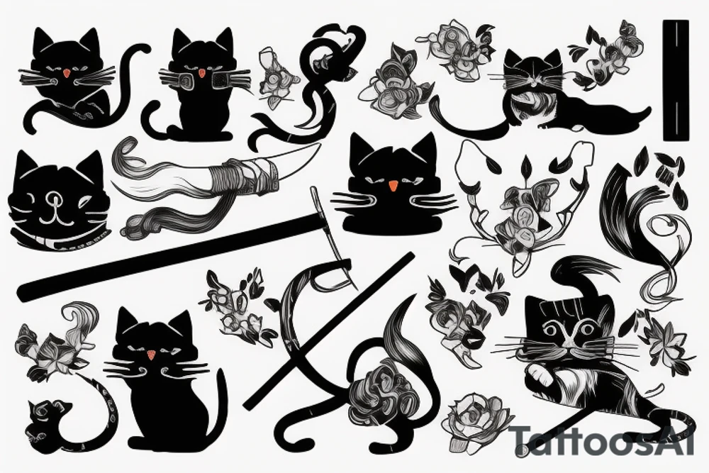 Cat with katana tattoo idea