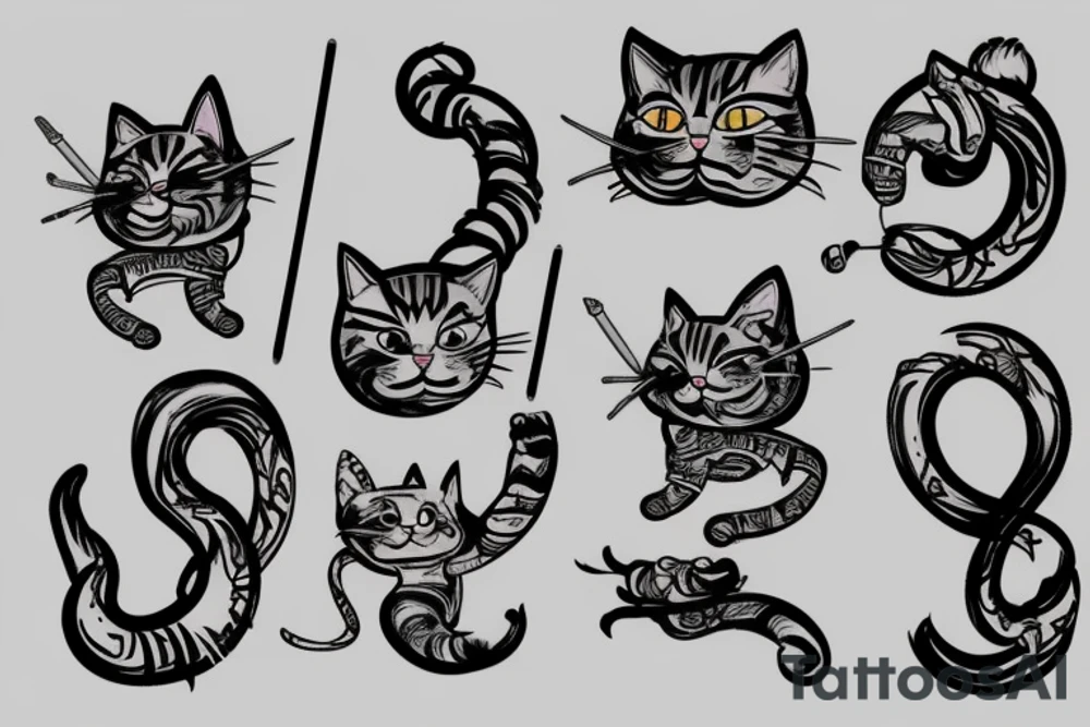 Cat with katana tattoo idea