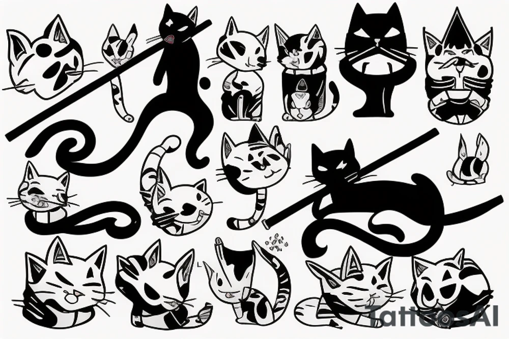 Cat with katana tattoo idea