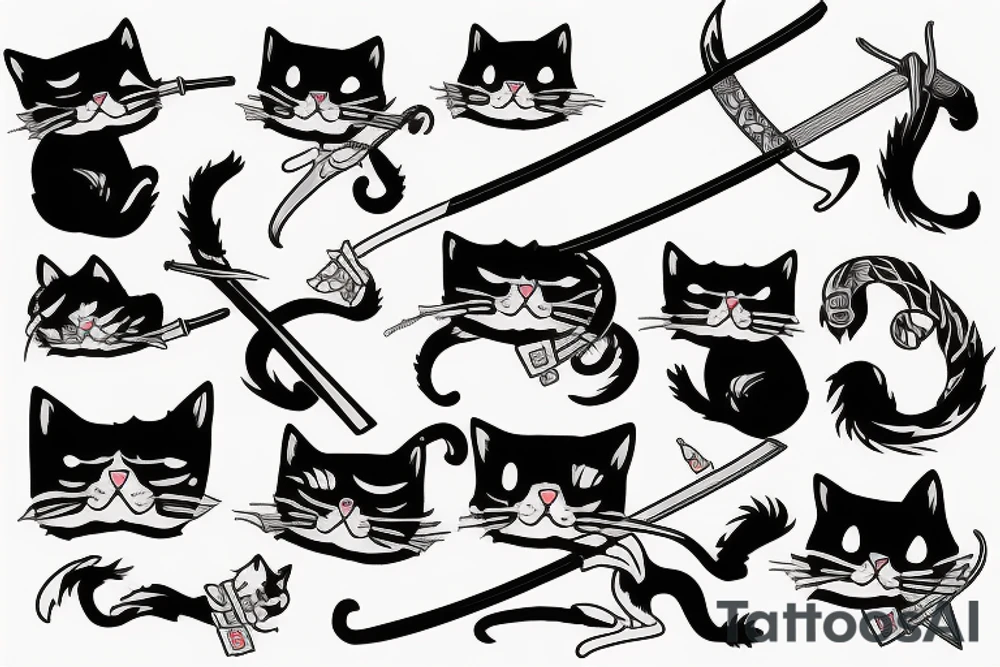 Cat with katana tattoo idea