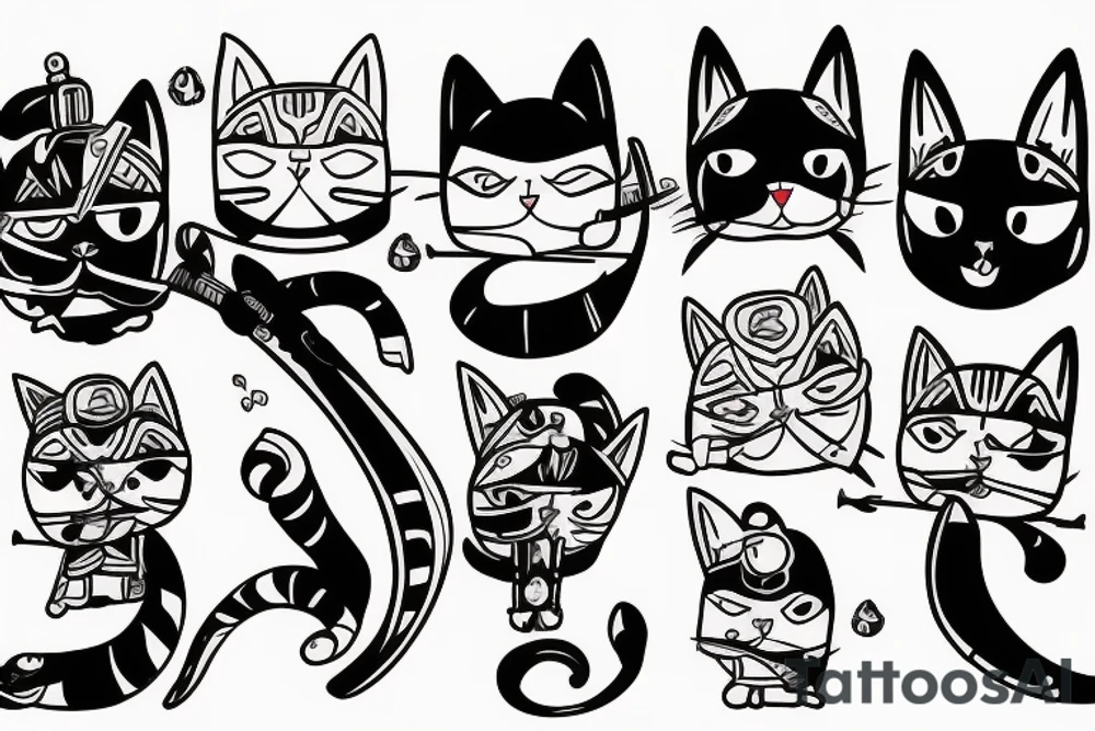 Cat samurai tattoo idea