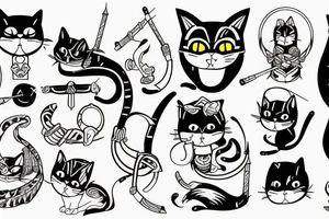 Cat samurai tattoo idea