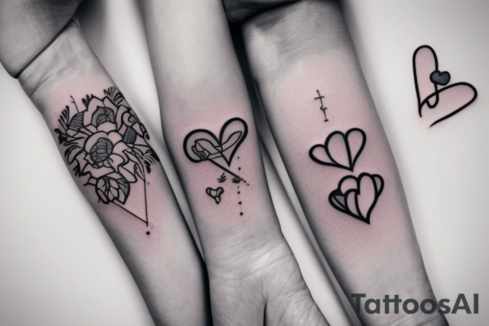 A minimalistic couple tattoo for which shows love, care and futuristic tattoo idea