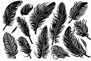 hand touches a bird feather tattoo idea