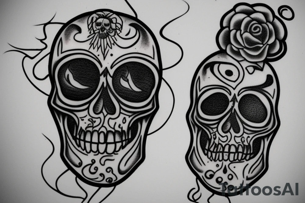 Candle with a smoke skull tattoo idea