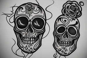 Candle with a smoke skull tattoo idea