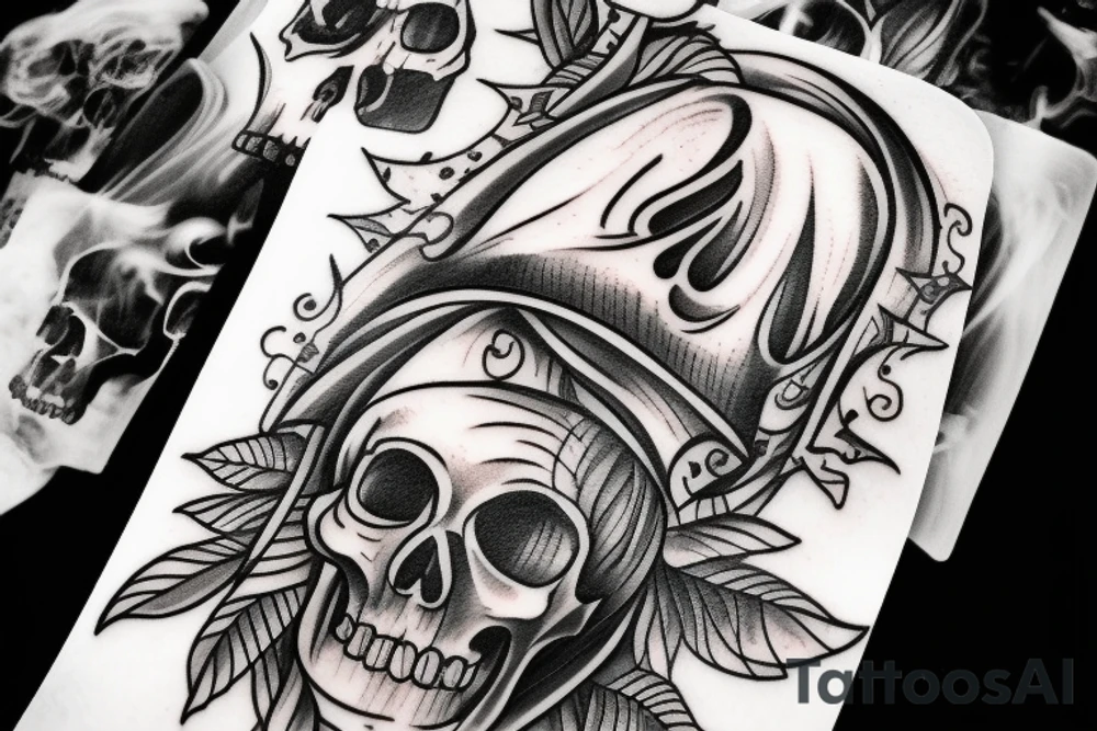 Candle with a smoke skull tattoo idea