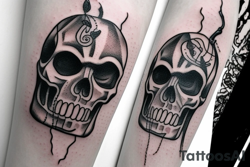 Candle with a smoke skull tattoo idea