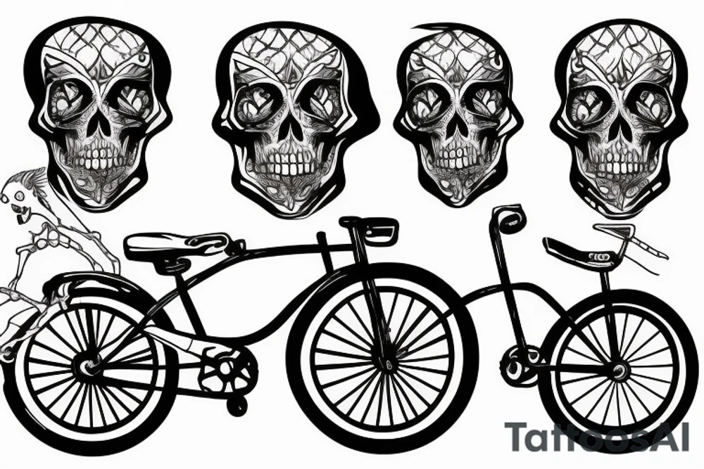 Skeleton riding bike tattoo idea