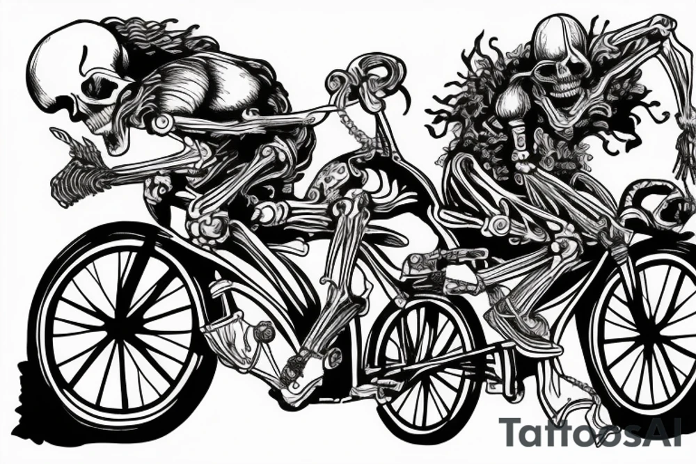 Skeleton riding bike tattoo idea